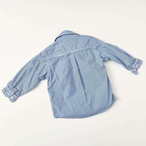 [Tommy Hilfiger] Blue White Striped Button Down Dress Shirt Cotton Size 12M Boys - Picture 2 of 5